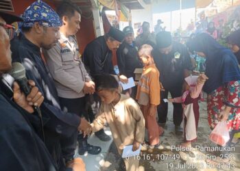 Peringati Tahun Baru Islam, Bhabinkamtibmas Polsek Pamanukan Hadiri Santunan Anak Yatim dan Sampaikan Pesan Kamtibmas