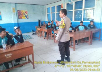 Tekan Kenakalan Remaja, Bhabinkamtibmas Polsek Pamanukan Berikan Binluh Pada Pelajar SMPN 1 Pamanukan