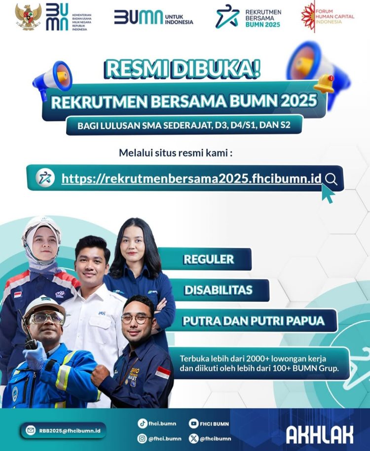Rekrutmen Bersama BUMN 2025 Resmi Dibuka, Tersedia 2.000 Lebih Lowongan