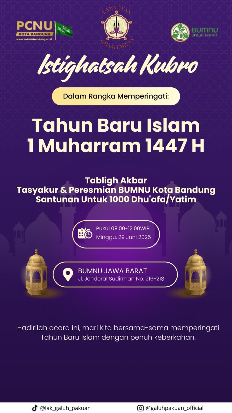 PCNU Kota Bandung dan Galuh Pakuan Gelar Istighatsah Muharaman, Luncurkan BUMNU dan Beri Santunan 1.000 Dhuafa